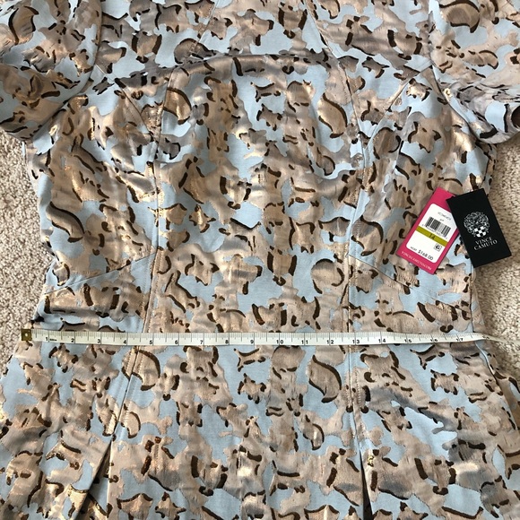 Vince Camuto Jacquard Fit Flare Blue Gold Dress - Picture 5 of 8